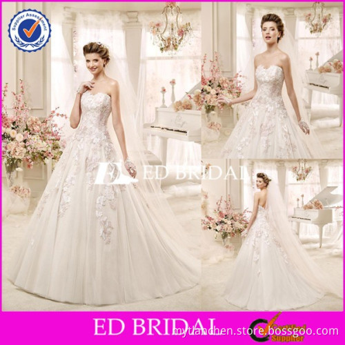 CE1320 Romantic A-Line Purple Flower Appliqued Very Sexy Wedding Dress